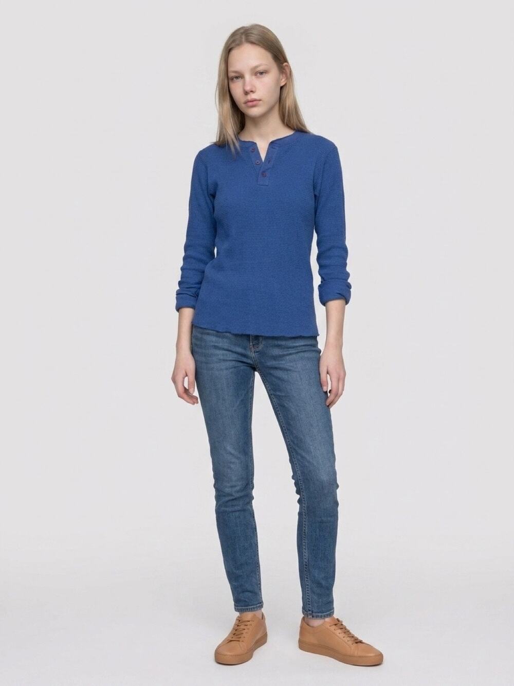 Cotton Blend waffle knit thermal Mervyns High Sierra shirt, blue size Med
